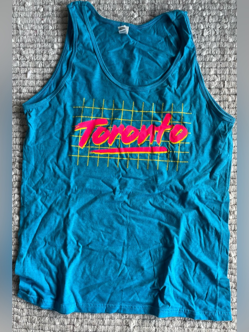 American Apparel Teal Tank with Neon Toronto Script